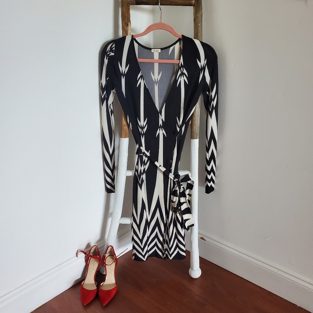 Black & White Wrap Dress